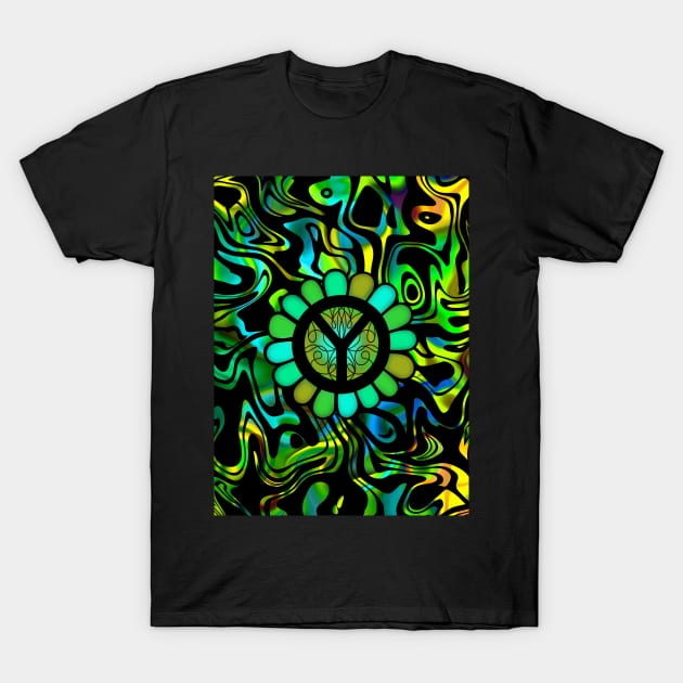 Peace Sign Hippie Flower T-Shirt by SartorisArt1